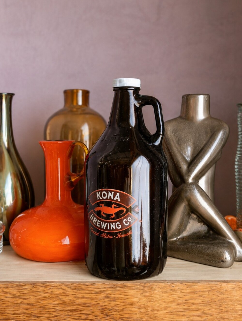Kona Brewing Co 64oz Brown Glass Growler Hawaii Collectible